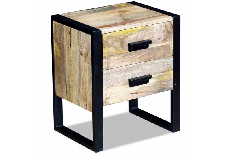 Sidebord Med 2 Skuffer Massivt Mangotræ 43X33X51 Cm - Brun - Møbler - Borde - Aflastningsbord - Bakkebord & små borde