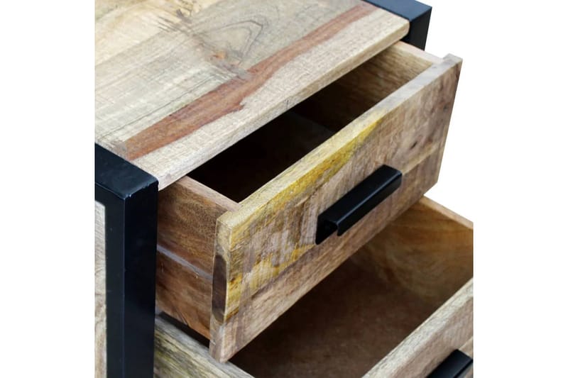 Sidebord Med 2 Skuffer Massivt Mangotræ 43X33X51 Cm - Brun - Møbler - Borde - Aflastningsbord - Bakkebord & små borde