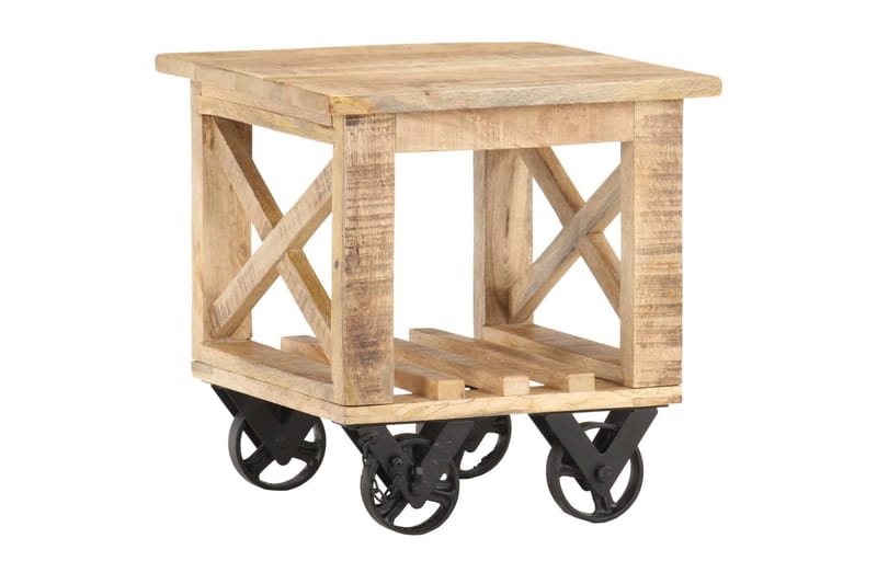 Sidebord Med Hjul 40X40X42 cm Ru Mangotræ - Brun - Møbler - Borde - Aflastningsbord - Bakkebord & små borde