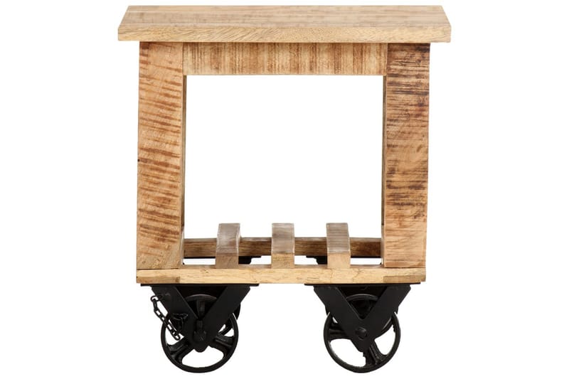 Sidebord Med Hjul 40X40X42 cm Ru Mangotræ - Brun - Lampebord - Bakkebord & små borde
