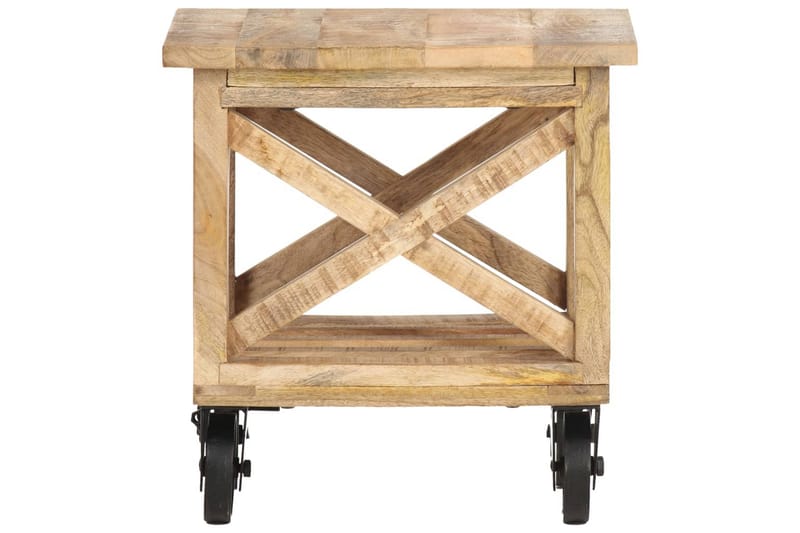 Sidebord Med Hjul 40X40X42 cm Ru Mangotræ - Brun - Lampebord - Bakkebord & små borde