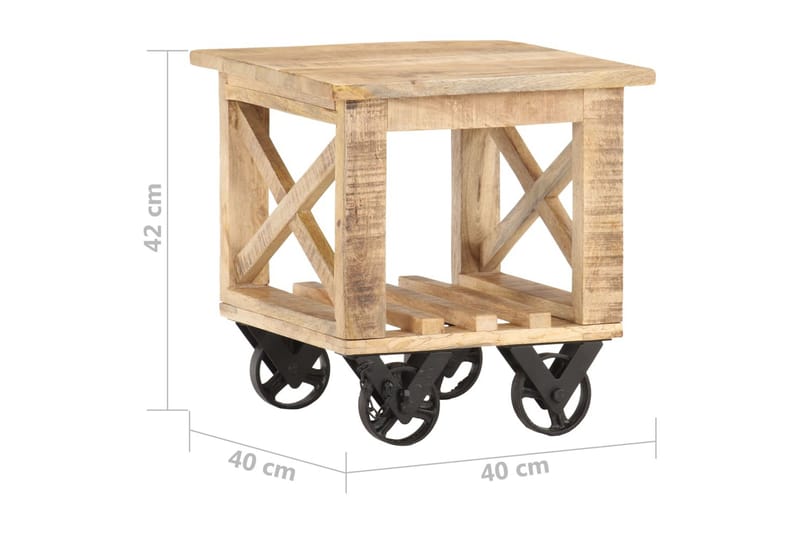 Sidebord Med Hjul 40X40X42 cm Ru Mangotræ - Brun - Møbler - Borde - Aflastningsbord - Bakkebord & små borde