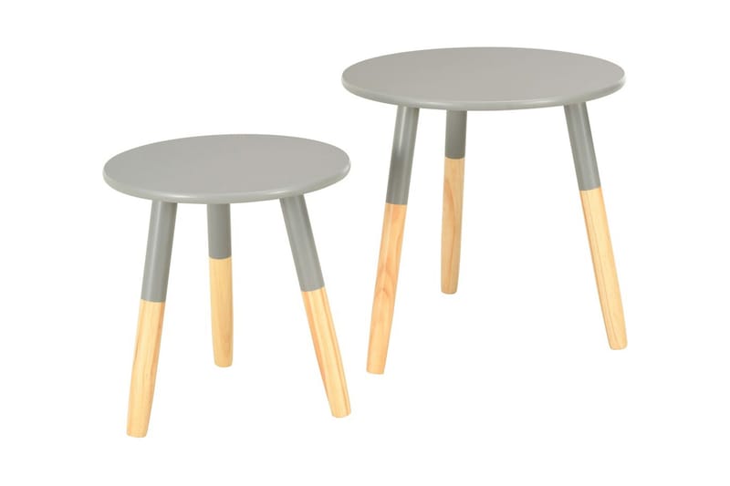 Sideborde 2 stk. massivt fyrretræ grå - Grå - Lampebord - Bakkebord & små borde