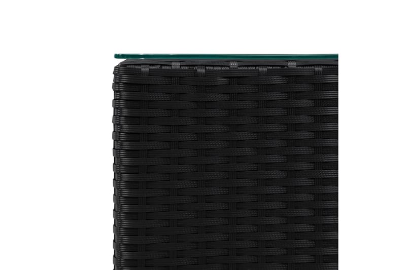 Sideborde Med Glastop 3 Stk. Polyrattan Sort - Møbler - Borde - Aflastningsbord - Bakkebord & små borde