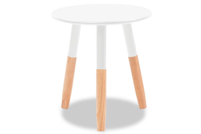Sidebordssæt I 2 Dele Massivt Fyrretræ Hvid - Hvid - Lampebord - Bakkebord & små borde
