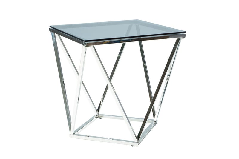 Silvero Sidebord 50 cm - Glas/Sølv - Lampebord - Bakkebord & små borde