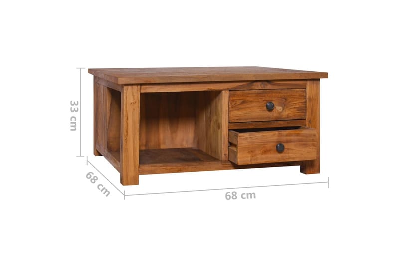 Sofabord 68X68X33 cm Massivt Teaktræ - Brun - Møbler - Borde - Aflastningsbord - Bakkebord & små borde