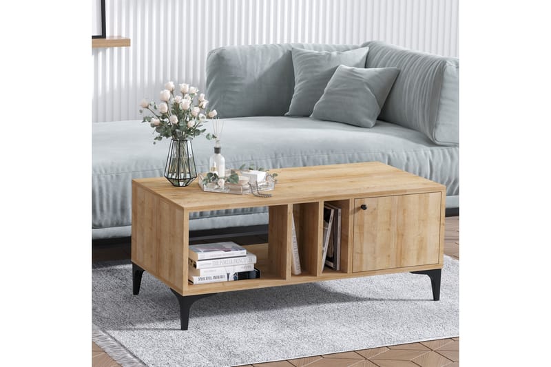 Stort Bakkebord 100 cm - Natur / sort - Møbler - Borde - Aflastningsbord - Bakkebord & små borde