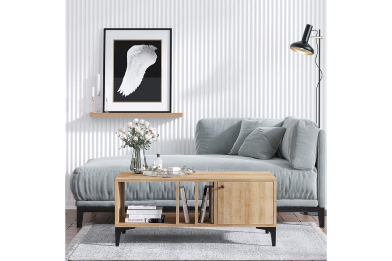 Stort Bakkebord 100 cm - Natur / sort - Møbler - Borde - Aflastningsbord - Bakkebord & små borde