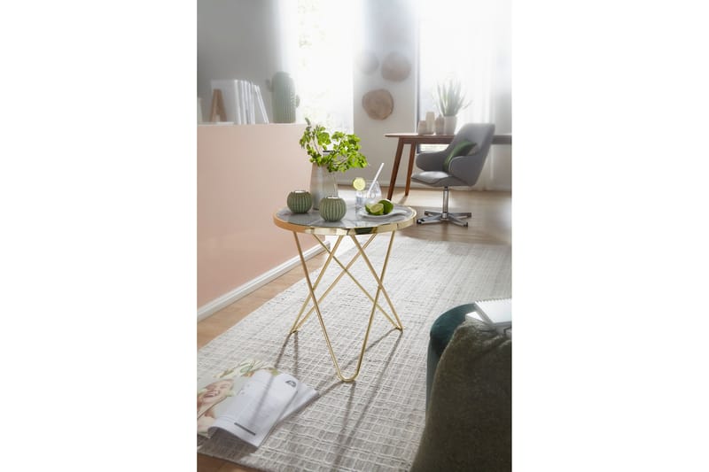 Tahtianna Sidebord 55 cm - Guld | Hvid - Lampebord - Bakkebord & små borde
