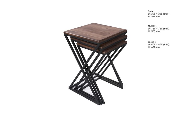 Tutana bakkebord 40 cm - Mørkebrun / sort - Møbler - Borde - Aflastningsbord - Bakkebord & små borde