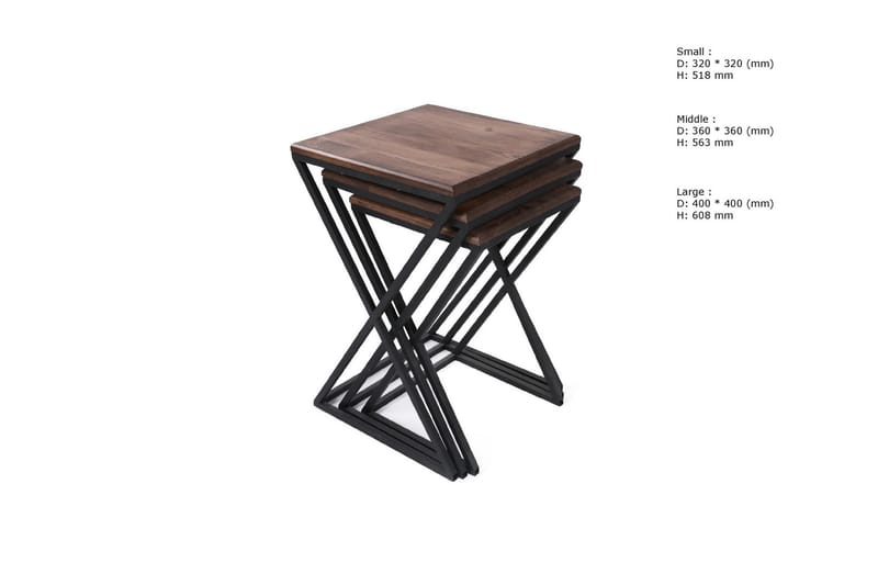 Tutana bakkebord 40 cm - Mørkebrun / sort - Bakkebord & små borde