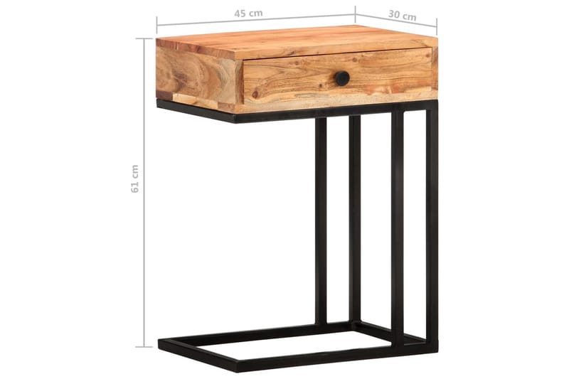 U-Formet Sidebord 45X30X61 cm Massivt Akacietræ - Brun - Lampebord - Bakkebord & små borde