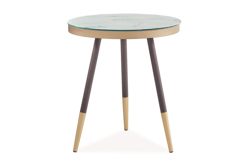 Vagaia Sidebord 45 cm Rundt - Glas/Hvid/Sort - Møbler - Borde - Aflastningsbord - Bakkebord & små borde