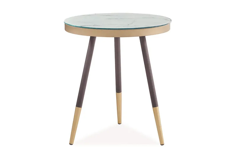 Vagaia Sidebord 45 cm Rundt, Glas/Hvid/Sort