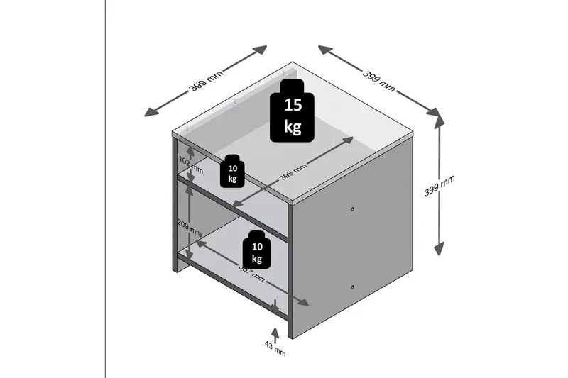 Weihert Sidebord 39 cm - Hvid/Grå - Møbler - Borde - Aflastningsbord - Bakkebord & små borde