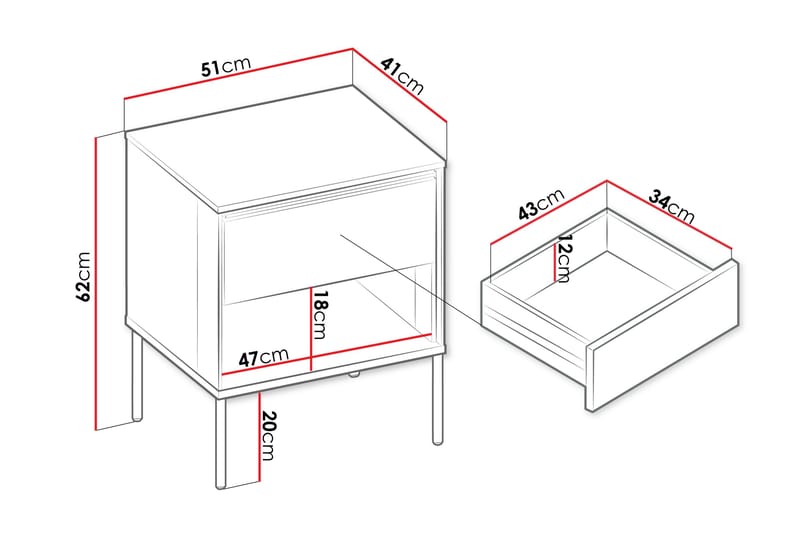 Basici Natbord 51 cm - Brun - Møbler - Borde - Aflastningsbord - Sengebord