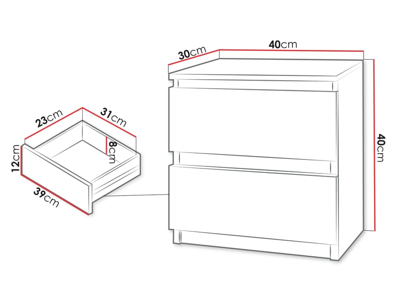 Basildon sengebord 40 cm - brun - Møbler - Borde - Aflastningsbord - Sengebord