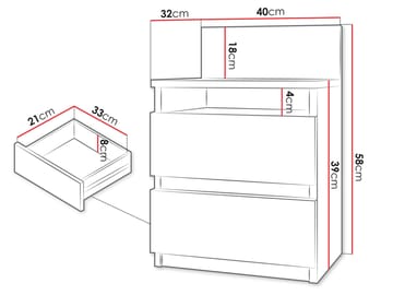 Basildon sengebord 40 cm - brun - Møbler - Borde - Aflastningsbord - Sengebord
