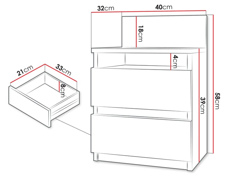 Basildon sengebord 40 cm - brun - Møbler - Borde - Aflastningsbord - Sengebord