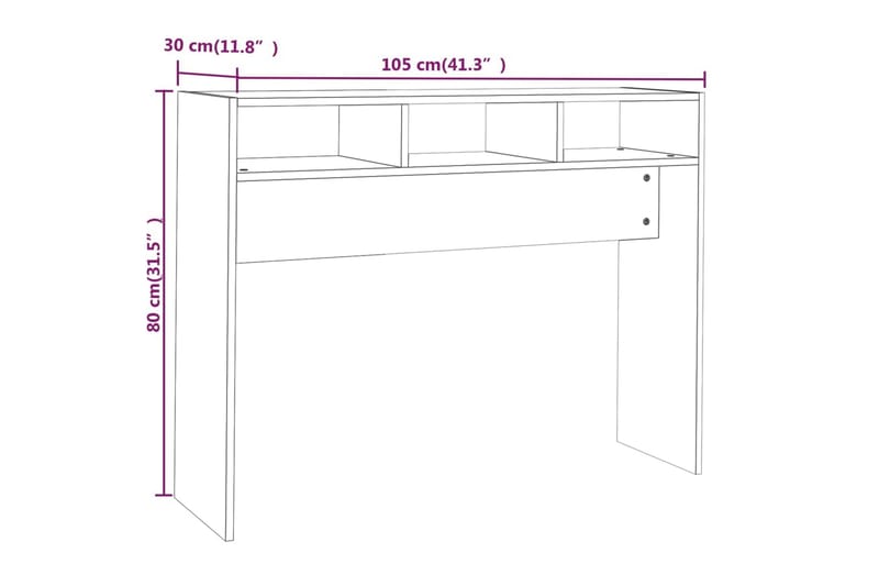beBasic konsolbord 105x30x80 cm konstrueret træ røget egetræsfarve - Brun - Møbler - Borde - Aflastningsbord - Konsolbord & sidebord