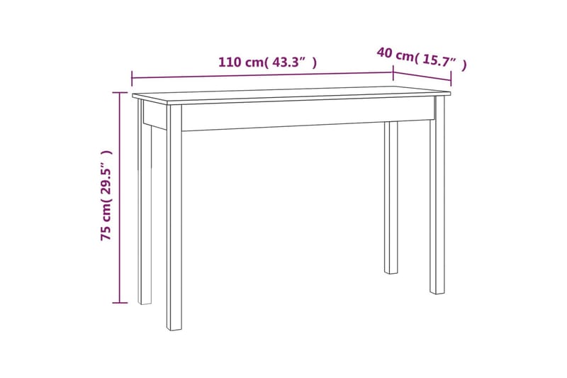 beBasic konsolbord 110x40x75 cm massivt fyrretræ hvid - Hvid - Møbler - Borde - Aflastningsbord - Konsolbord & sidebord