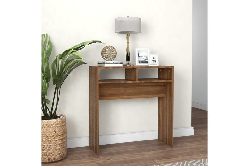 beBasic konsolbord 78x30x80 cm konstrueret træ brun egetræsfarve - Brun - Møbler - Borde - Aflastningsbord - Konsolbord & sidebord