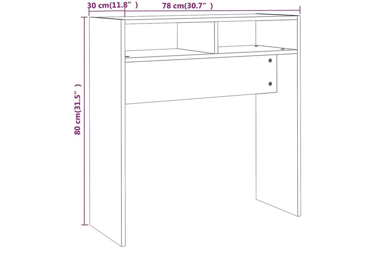 beBasic konsolbord 78x30x80 cm konstrueret træ brun egetræsfarve - Brun - Møbler - Borde - Aflastningsbord - Konsolbord & sidebord