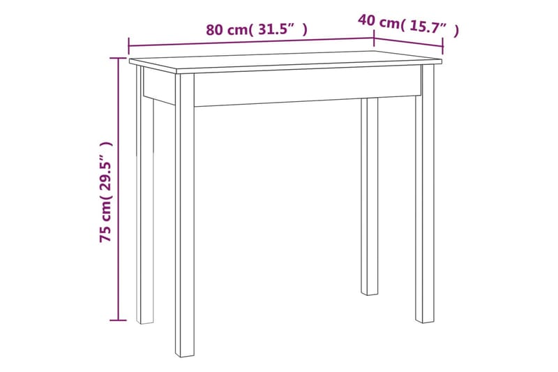 beBasic konsolbord 80x40x75 cm massivt fyrretræ hvid - Hvid - Møbler - Borde - Aflastningsbord - Konsolbord & sidebord