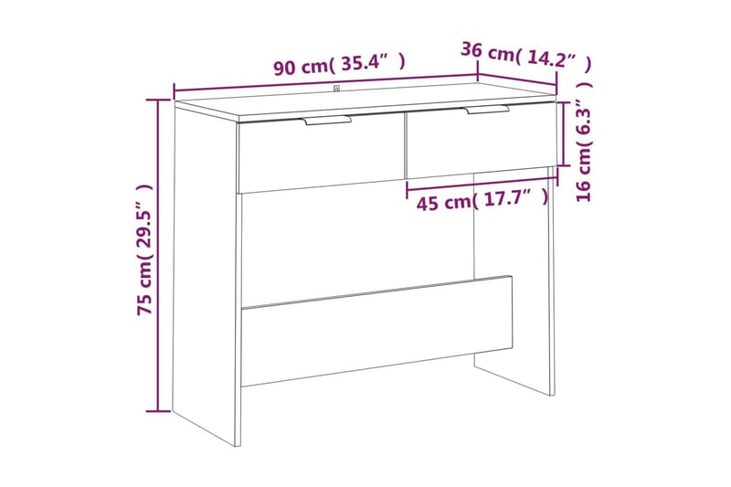 beBasic konsolbord 90x36x75 cm konstrueret træ betongrå - GrÃ¥ - Entrébord - Konsolbord & sidebord