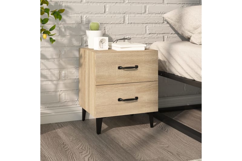 beBasic sengebord 40x35x47,5 cm sonoma-eg - Brun - Møbler - Borde - Aflastningsbord - Sengebord