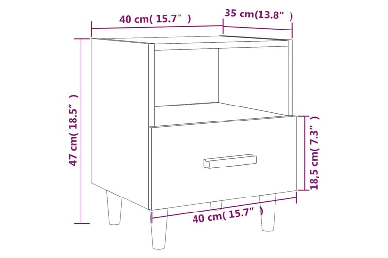 beBasic sengebord 40x35x47 cm 2 stk. betongrå - GrÃ¥ - Sengebord