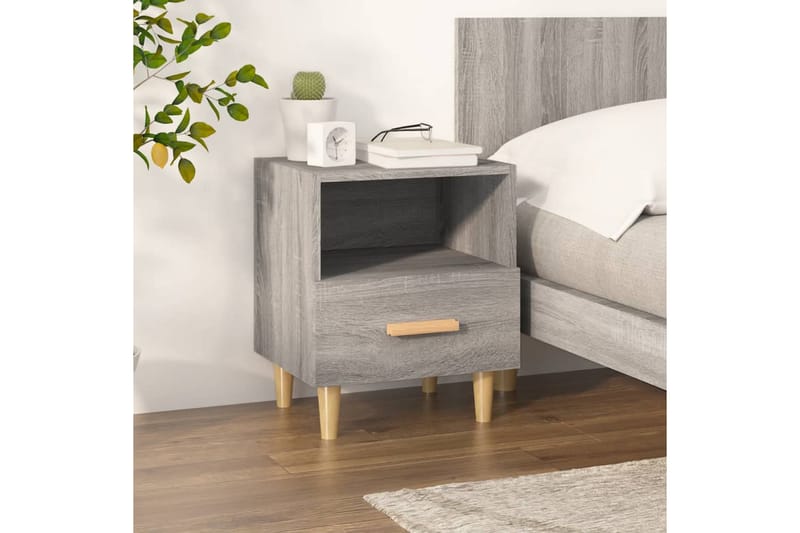 beBasic sengebord 40x35x47 cm grå sonoma-eg - GrÃ¥ - Møbler - Borde - Aflastningsbord - Sengebord