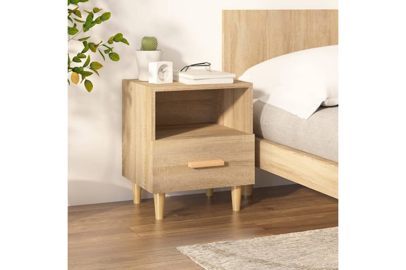 beBasic sengebord 40x35x47 cm sonoma-eg - Brun - Møbler - Borde - Aflastningsbord - Sengebord