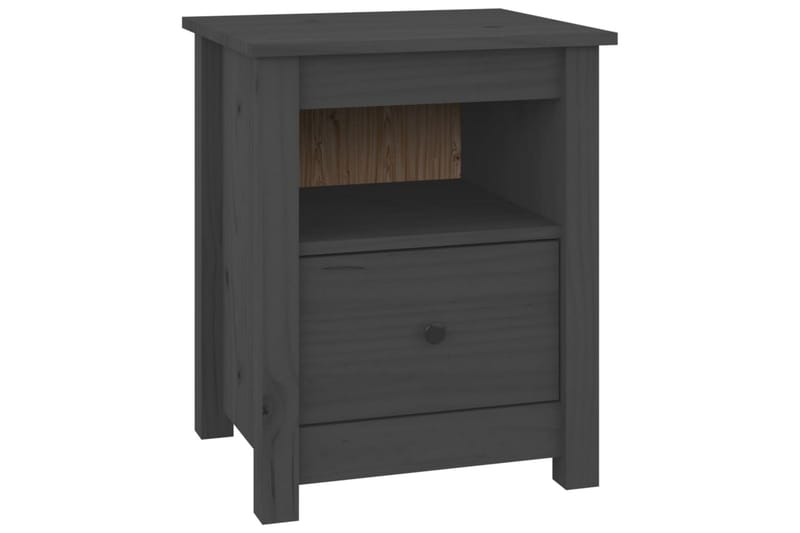 beBasic sengebord 40x35x49 cm massivt fyrretræ grå - GrÃ¥ - Møbler - Borde - Aflastningsbord - Sengebord