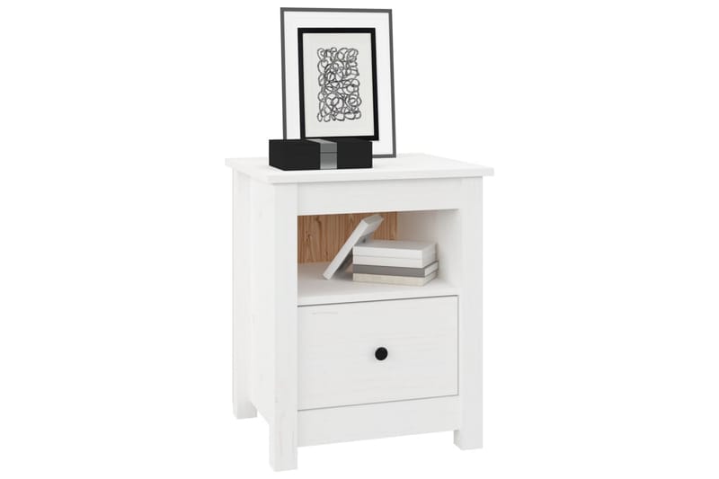 beBasic sengebord 40x35x49 cm massivt fyrretræ hvid - Hvid - Møbler - Borde - Aflastningsbord - Sengebord