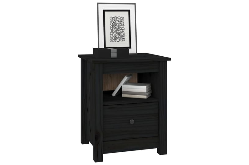 beBasic sengebord 40x35x49 cm massivt fyrretræ sort - Sort - Møbler - Borde - Aflastningsbord - Sengebord