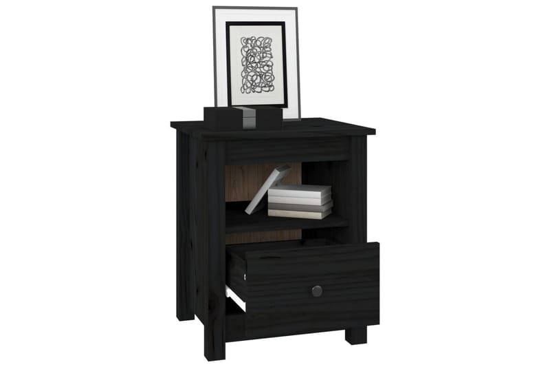beBasic sengebord 40x35x49 cm massivt fyrretræ sort - Sort - Møbler - Borde - Aflastningsbord - Sengebord