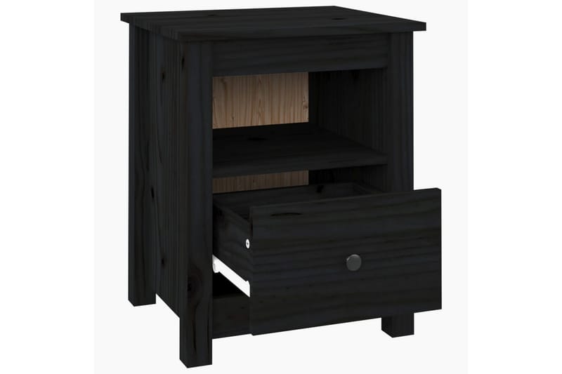beBasic sengebord 40x35x49 cm massivt fyrretræ sort - Sort - Møbler - Borde - Aflastningsbord - Sengebord