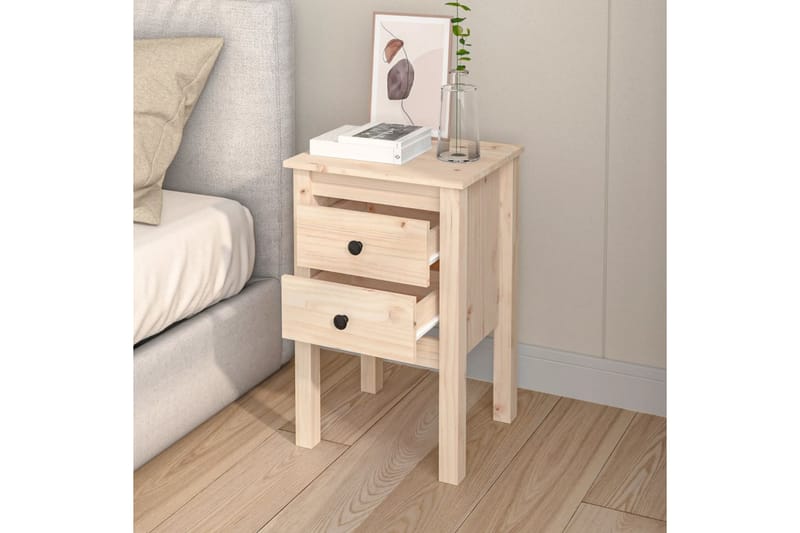 beBasic sengebord 40x35x61,5 cm massivt fyrretræ - Brun - Møbler - Borde - Aflastningsbord - Sengebord