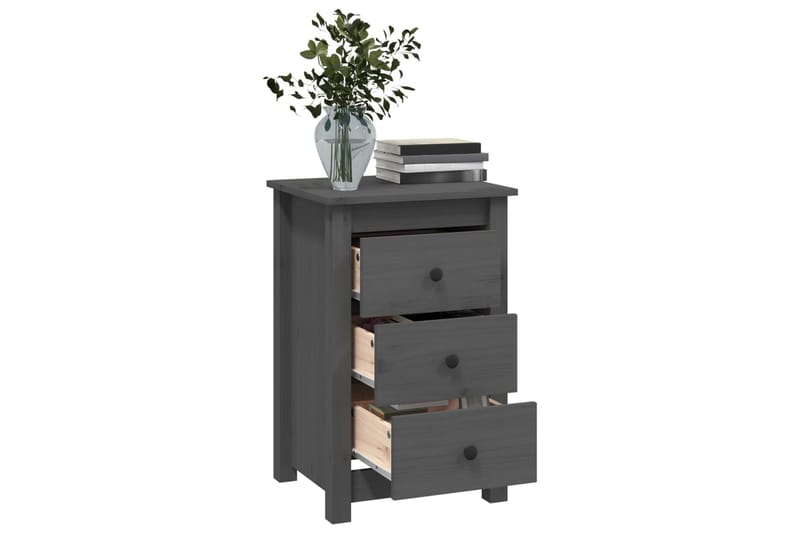 beBasic sengebord 40x35x61,5 cm massivt fyrretræ grå - GrÃ¥ - Møbler - Borde - Aflastningsbord - Sengebord