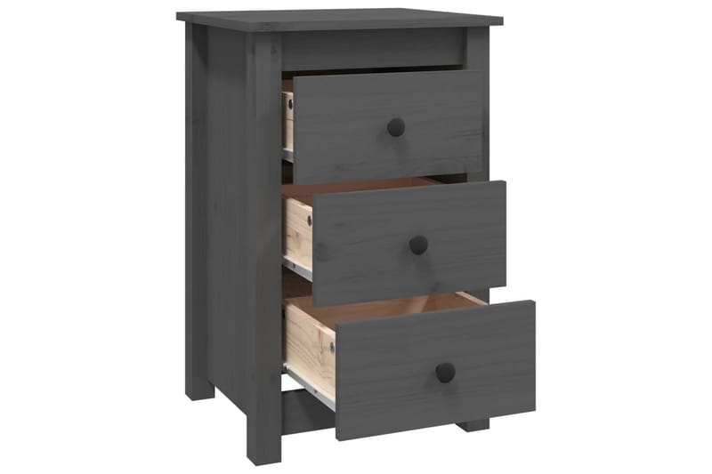 beBasic sengebord 40x35x61,5 cm massivt fyrretræ grå - GrÃ¥ - Møbler - Borde - Aflastningsbord - Sengebord