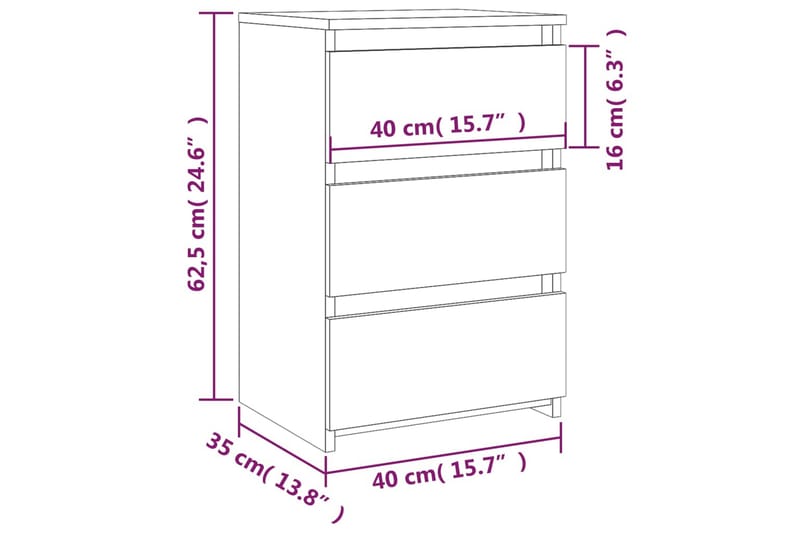 beBasic sengebord 40x35x62,5 cm konstrueret træ grå sonoma-eg - GrÃ¥ - Sengebord