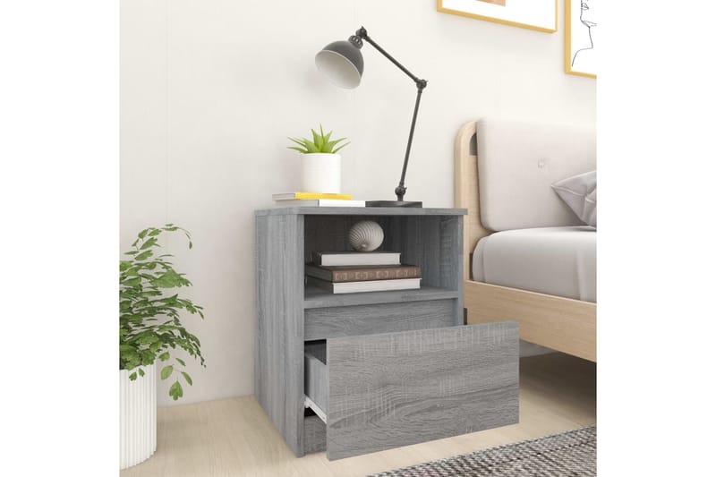 beBasic sengebord 40x40x50 cm konstrueret træ grå sonoma-eg - GrÃ¥ - Møbler - Borde - Aflastningsbord - Sengebord