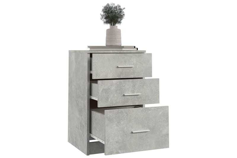 beBasic sengebord 40x40x63 cm konstrueret træ betongrå - GrÃ¥ - Møbler - Borde - Aflastningsbord - Sengebord