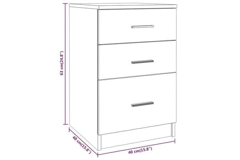 beBasic sengebord 40x40x63 cm konstrueret træ grå sonoma-eg - GrÃ¥ - Møbler - Borde - Aflastningsbord - Sengebord
