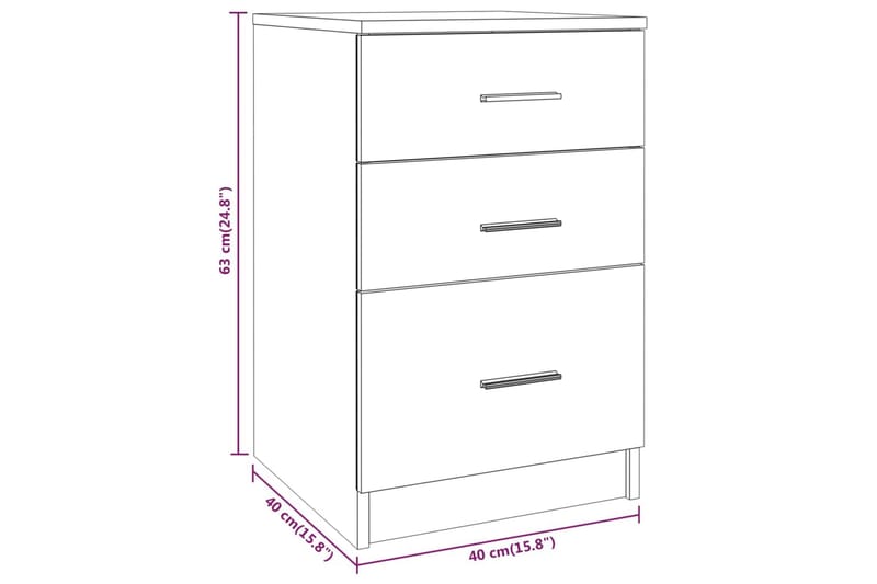 beBasic sengebord 40x40x63 cm konstrueret træ røget egetræsfarve - Brun - Møbler - Borde - Aflastningsbord - Sengebord
