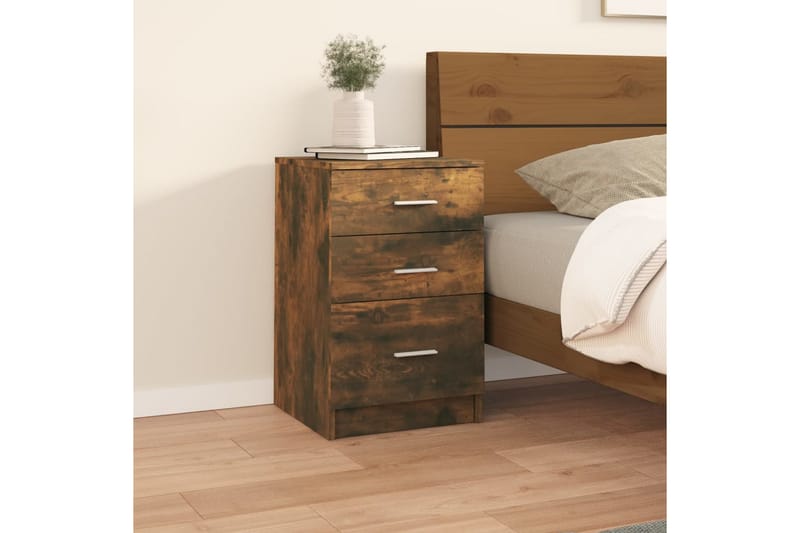 beBasic sengebord 40x40x63 cm konstrueret træ røget egetræsfarve - Brun - Møbler - Borde - Aflastningsbord - Sengebord