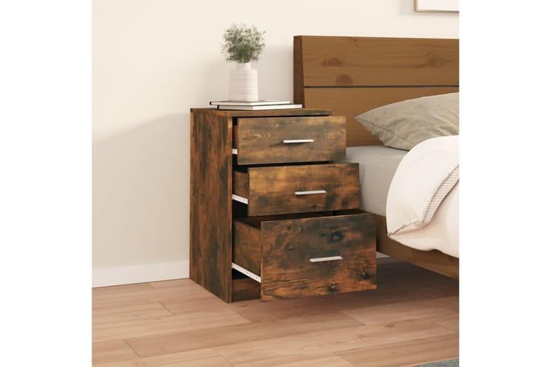 beBasic sengebord 40x40x63 cm konstrueret træ røget egetræsfarve - Brun - Møbler - Borde - Aflastningsbord - Sengebord