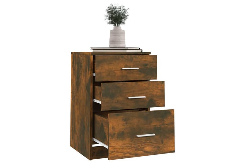 beBasic sengebord 40x40x63 cm konstrueret træ røget egetræsfarve - Brun - Møbler - Borde - Aflastningsbord - Sengebord